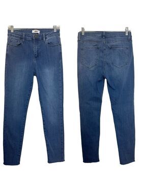 Just Black Denim High Rise Ankle Length Skinny Leg Raw Hem Stretch Denim Jeans